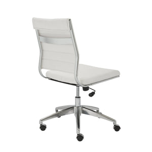 Axel Ribbed Low Back Armless Task Chair with Aluminum Base for Modern Office Workspaces