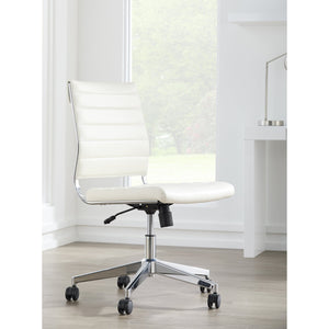 Axel Ribbed Low Back Armless Task Chair with Aluminum Base for Modern Office Workspaces