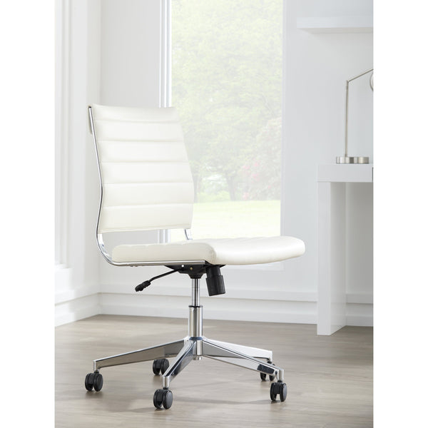 Axel Ribbed Low Back Armless Task Chair with Aluminum Base for Modern Office Workspaces