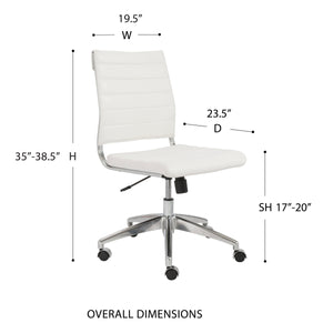 Axel Ribbed Low Back Armless Task Chair with Aluminum Base for Modern Office Workspaces