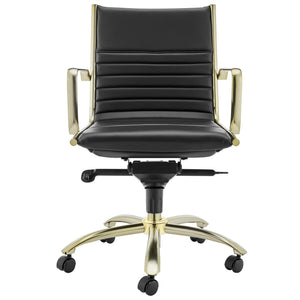EE Test Vendor Dirk Bungee Office Chair with Matte Gold Base for Modern Workspace Comfort EETEST-10674BLKMBG