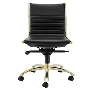 Dirk Armless Low Back Office Chair with Bungee Seat and Polished Base for Modern Workspace