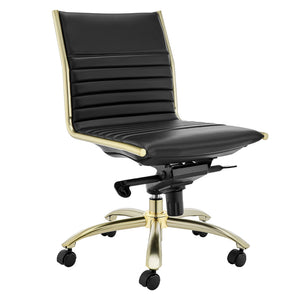 Dirk Armless Low Back Office Chair with Bungee Seat and Polished Base for Modern Workspace