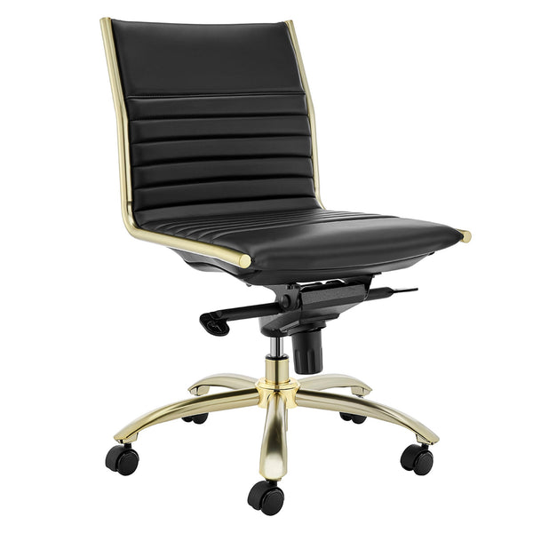Dirk Armless Low Back Office Chair with Bungee Seat and Polished Base for Modern Workspace