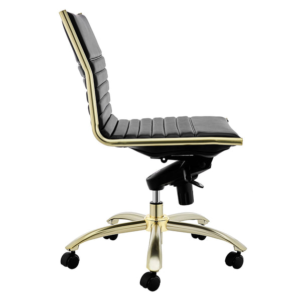 Dirk Armless Low Back Office Chair with Bungee Seat and Polished Base for Modern Workspace