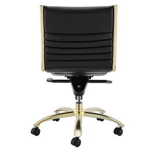 Dirk Armless Low Back Office Chair with Bungee Seat and Polished Base for Modern Workspace