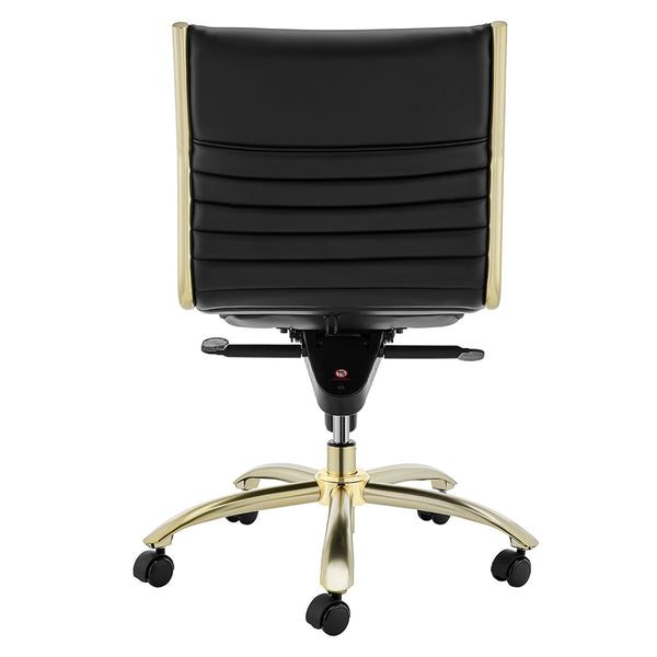 Dirk Armless Low Back Office Chair with Bungee Seat and Polished Base for Modern Workspace