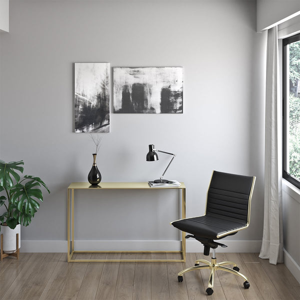 Dirk Armless Low Back Office Chair with Bungee Seat and Polished Base for Modern Workspace