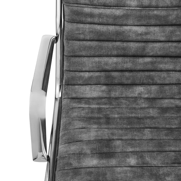 Dirk Velvet Office Chair with Bungee Comfort Seat and Polished Chrome Base