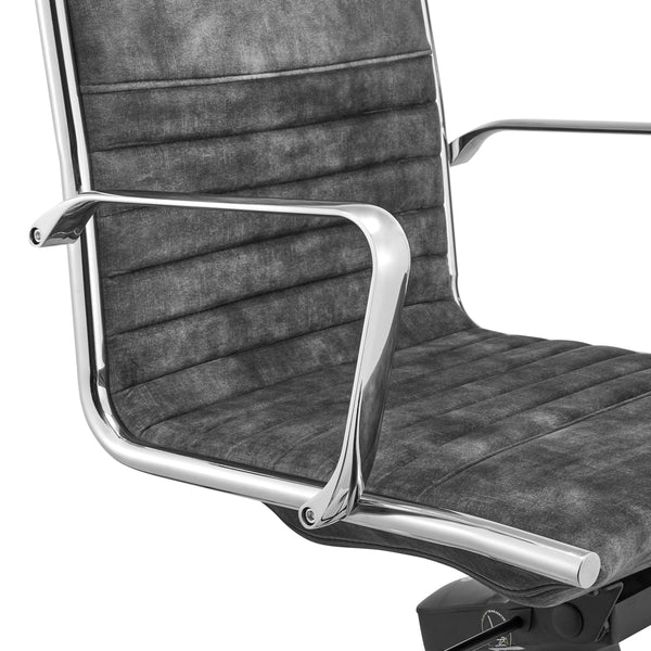 Dirk Velvet Office Chair with Bungee Comfort Seat and Polished Chrome Base