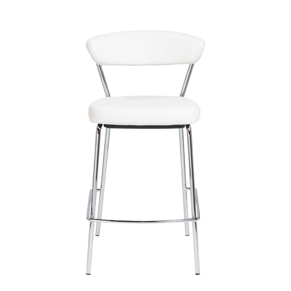 Draco Upholstered Counter Stool Set of 2 with Sleek Chrome Base for Kitchen Bar