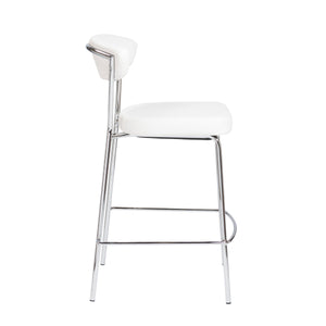 Draco Upholstered Counter Stool Set of 2 with Sleek Chrome Base for Kitchen Bar
