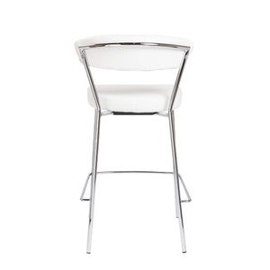 Draco Upholstered Counter Stool Set of 2 with Sleek Chrome Base for Kitchen Bar