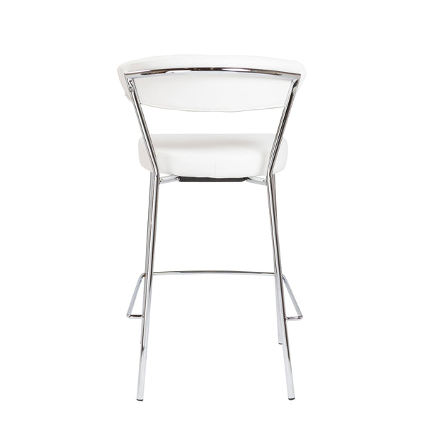 Draco Upholstered Counter Stool Set of 2 with Sleek Chrome Base for Kitchen Bar