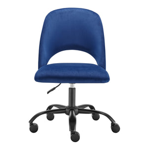 EE Test Vendor Alby Velvet Upholstered Office Chair with Cutout Back and Padded Seat for Modern Workspace Blue EETEST-15131-BLU