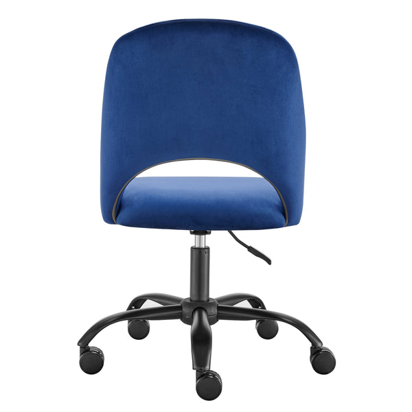 Alby Velvet Upholstered Office Chair with Cutout Back and Padded Seat for Modern Workspace
