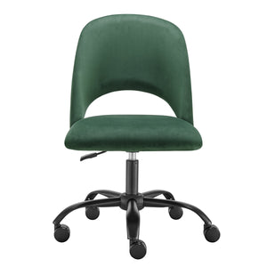 Alby Velvet Upholstered Office Chair with Cutout Back and Padded Seat for Modern Workspace