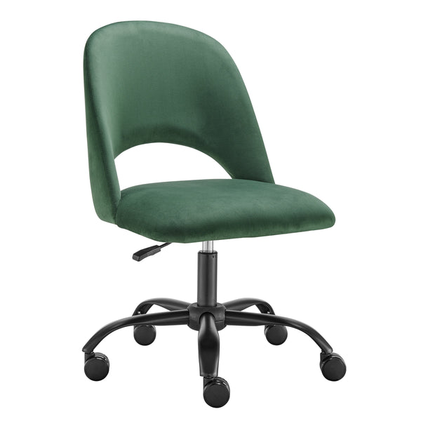 Alby Velvet Upholstered Office Chair with Cutout Back and Padded Seat for Modern Workspace