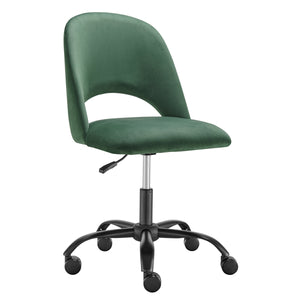 Alby Velvet Upholstered Office Chair with Cutout Back and Padded Seat for Modern Workspace