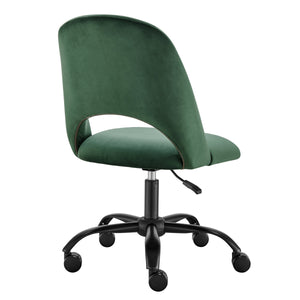 Alby Velvet Upholstered Office Chair with Cutout Back and Padded Seat for Modern Workspace