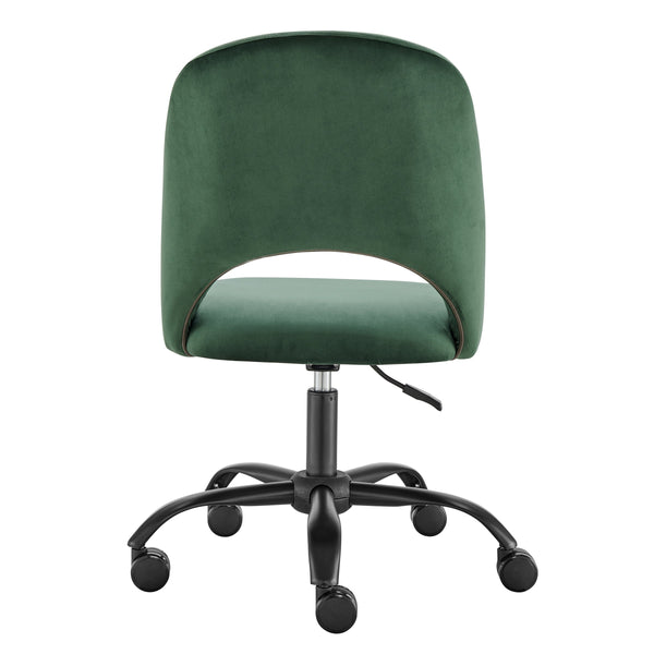 Alby Velvet Upholstered Office Chair with Cutout Back and Padded Seat for Modern Workspace