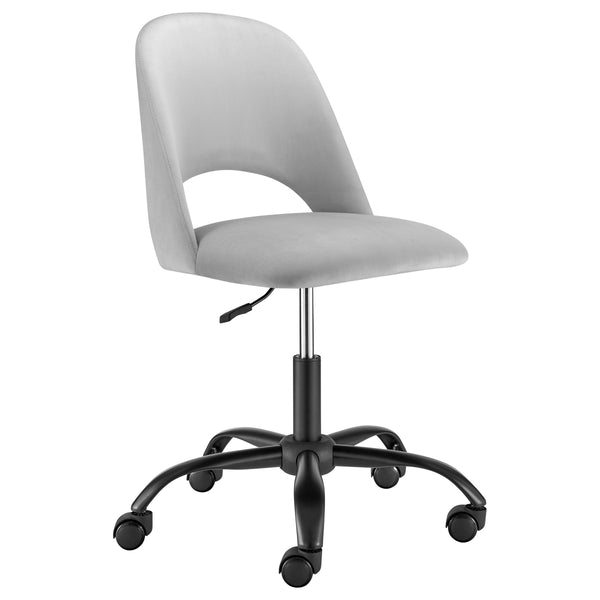 Alby Velvet Upholstered Office Chair with Cutout Back and Padded Seat for Modern Workspace