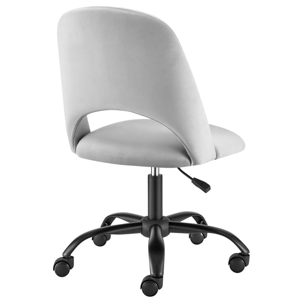 Alby Velvet Upholstered Office Chair with Cutout Back and Padded Seat for Modern Workspace