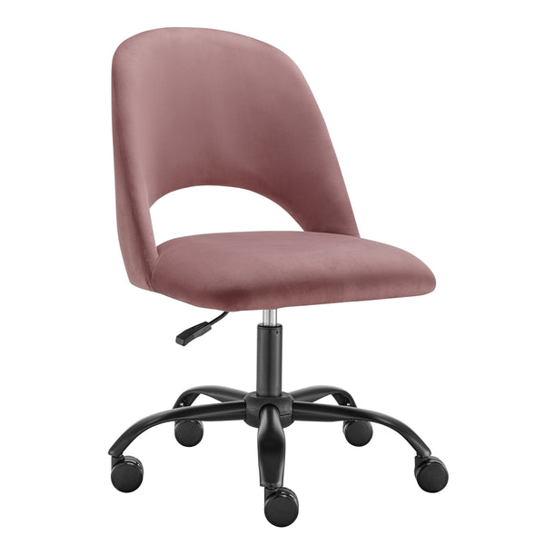 Alby Velvet Upholstered Office Chair with Cutout Back and Padded Seat for Modern Workspace