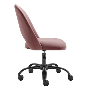 Alby Velvet Upholstered Office Chair with Cutout Back and Padded Seat for Modern Workspace