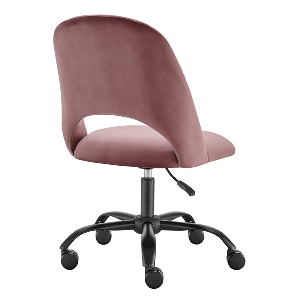 Alby Velvet Upholstered Office Chair with Cutout Back and Padded Seat for Modern Workspace