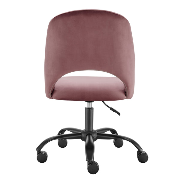 Alby Velvet Upholstered Office Chair with Cutout Back and Padded Seat for Modern Workspace