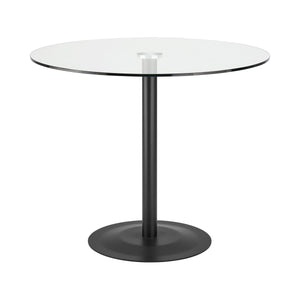 EE Test Vendor Ava Modern Round Bistro Table with Tempered Glass Top on Powder Coated Steel Pedestal EETEST-15132BLK-KIT