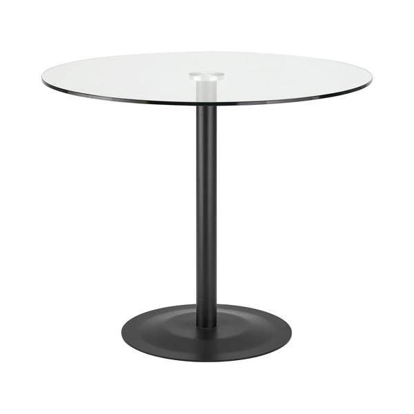 EE Test Vendor Ava Modern Round Bistro Table with Tempered Glass Top on Powder Coated Steel Pedestal EETEST-15132BLK-KIT