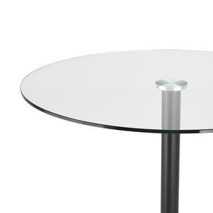 Ava Modern Round Bistro Table with Tempered Glass Top on Powder Coated Steel Pedestal