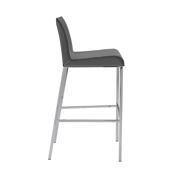 Cam Real Leather Barstools with Polished Steel Legs Elegant Modern Set of 2