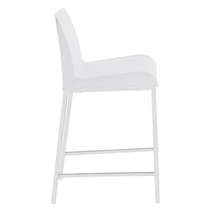 Cam Real Leather Stools with Polished Steel Legs Elegant Modern Seating Pair
