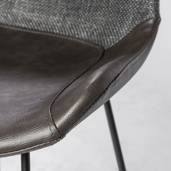 Alisa Fabric Back Leatherette Seat Counter Stool with Powder Coated Steel Base