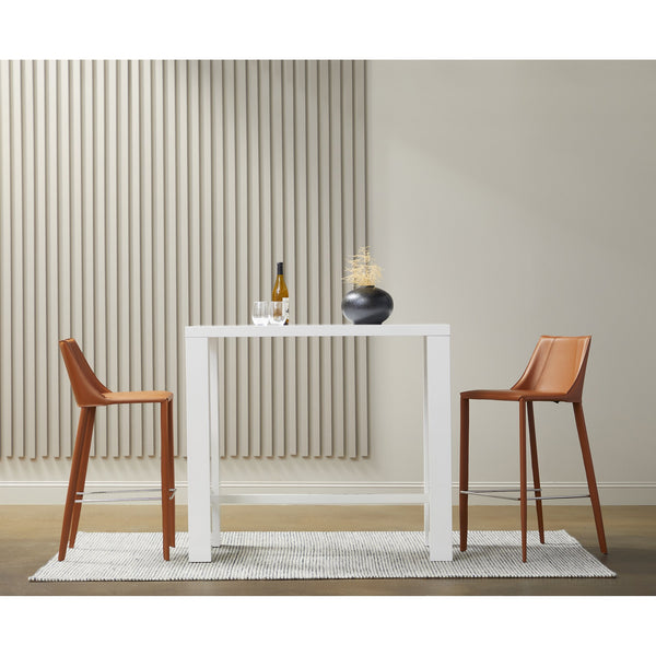 Abby High Gloss White Bar Table with Lightweight Wooden Honeycomb Core for Modern Spaces