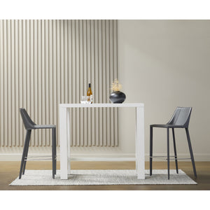 Abby High Gloss White Bar Table with Lightweight Wooden Honeycomb Core for Modern Spaces