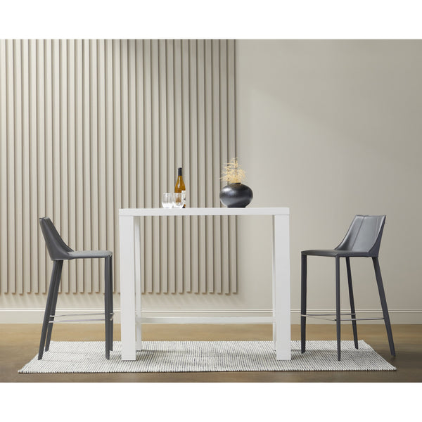 Abby High Gloss White Bar Table with Lightweight Wooden Honeycomb Core for Modern Spaces