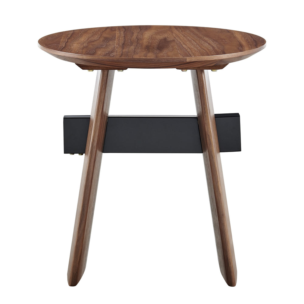 EE Test Vendor Folke Walnut Veneer Side Table with Metal Crossbar for Modern Living Spaces EETEST-19734-WAL
