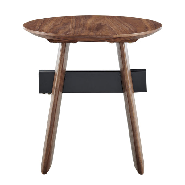 EE Test Vendor Folke Walnut Veneer Side Table with Metal Crossbar for Modern Living Spaces EETEST-19734-WAL