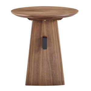 Folke Walnut Veneer Side Table with Metal Crossbar for Modern Living Spaces