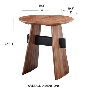 Folke Walnut Veneer Side Table with Metal Crossbar for Modern Living Spaces