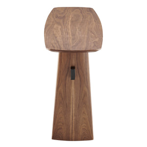 Folke American Walnut Veneer Console Table with Sleek Metal Crossbar Support