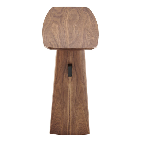 Folke American Walnut Veneer Console Table with Sleek Metal Crossbar Support