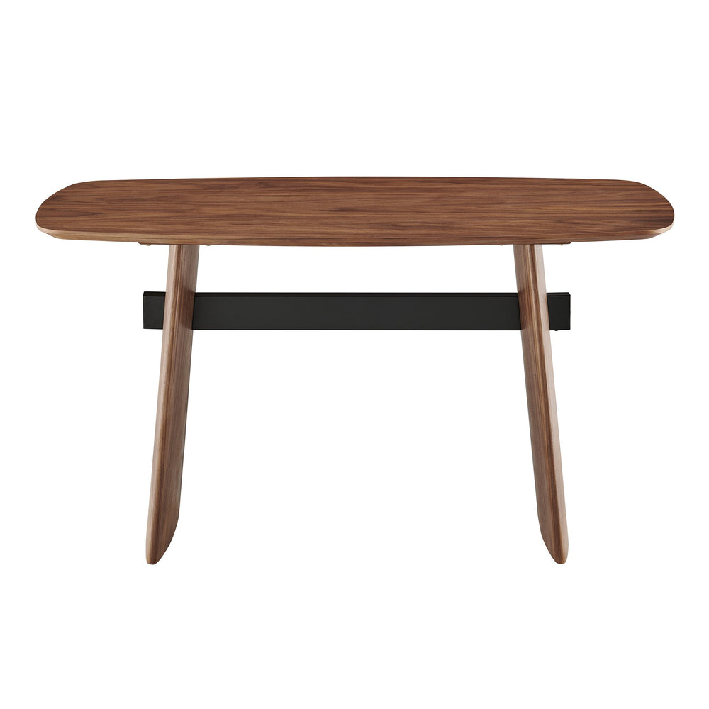 EE Test Vendor Folke 55 Inch Walnut Veneer Writing Desk with Metal Crossbar for Home Office EETEST-19738-WAL