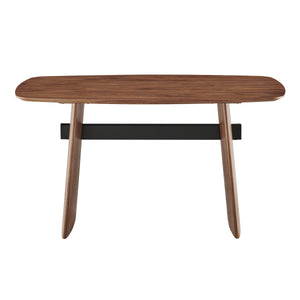 EE Test Vendor Folke 55 Inch Walnut Veneer Writing Desk with Metal Crossbar for Home Office EETEST-19738-WAL
