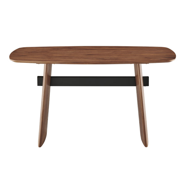 EE Test Vendor Folke 55 Inch Walnut Veneer Writing Desk with Metal Crossbar for Home Office EETEST-19738-WAL