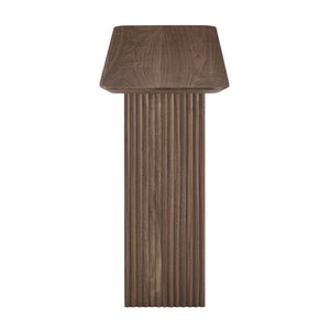 Caden Walnut Console Table with Slatted Shelf for Modern or Traditional Living Rooms